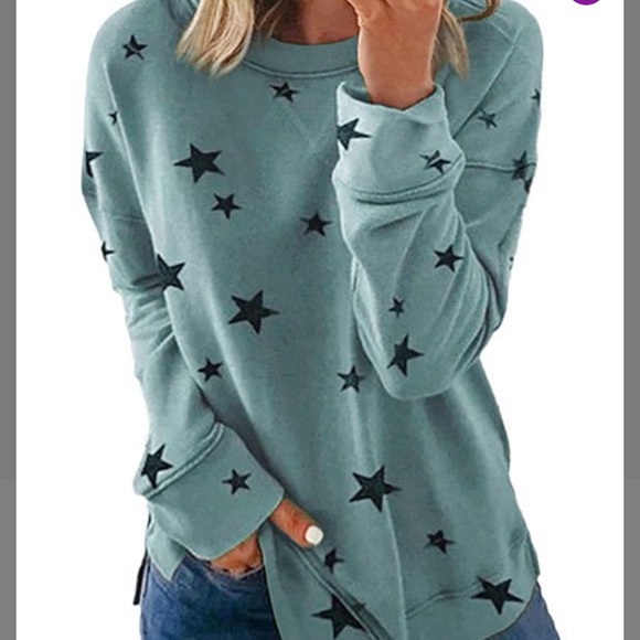 NWOT Knoeasy Teal Star Long Sleeve Top - Picture 3 of 6